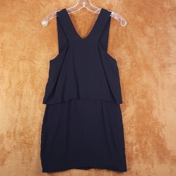 SANDRO Womens Dress Size 1 Small Black Mini Sheath Layered Sleeveless Cocktail - Picture 2 of 10